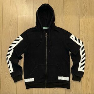 Off-White Men’s c/o Virgil Abloh Full-zip Size XL Black Hoodie